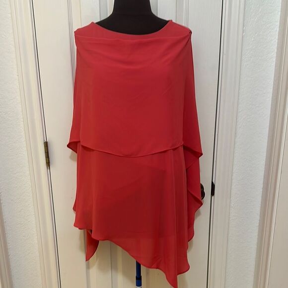 dennis basso Tops - Salmon color Cowl Neck Asymmetrical Tunic